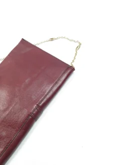 Vintage Wine Leather 1970s  Envelope Bag