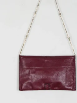 Vintage Wine Leather 1970s  Envelope Bag