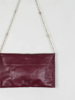 Vintage Wine Leather 1970s  Envelope Bag