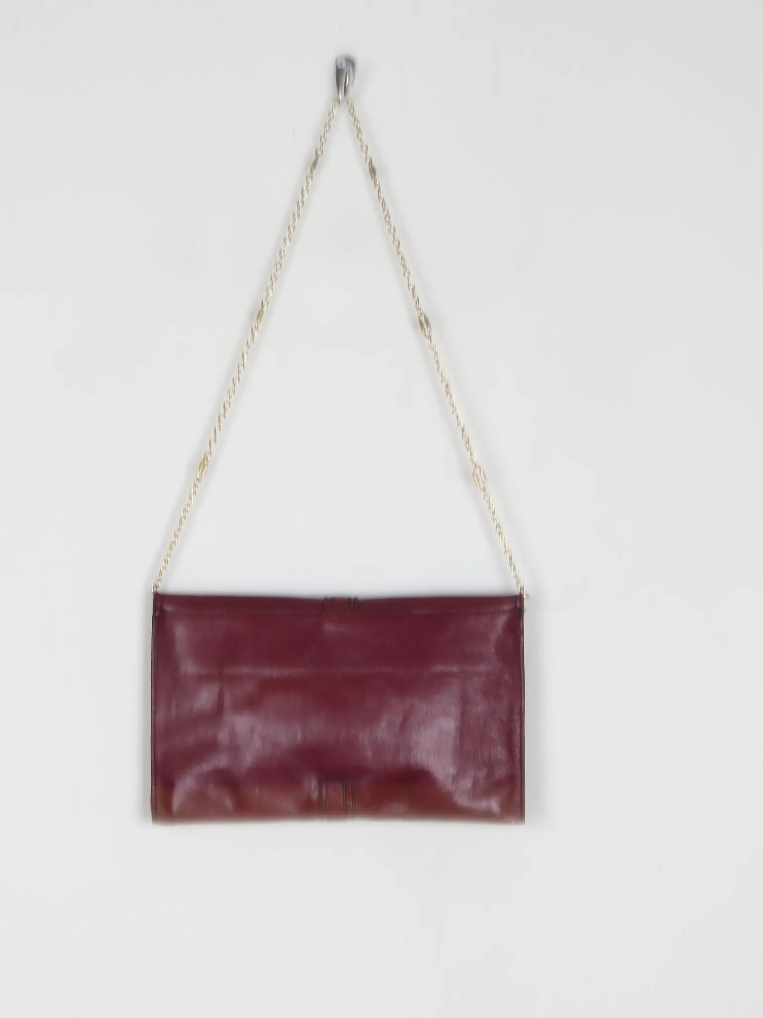 Vintage Wine Leather 1970s  Envelope Bag
