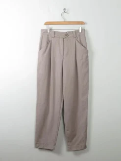 Vintage Women's Beige Taupe Wool Trousers 31" W 28" L