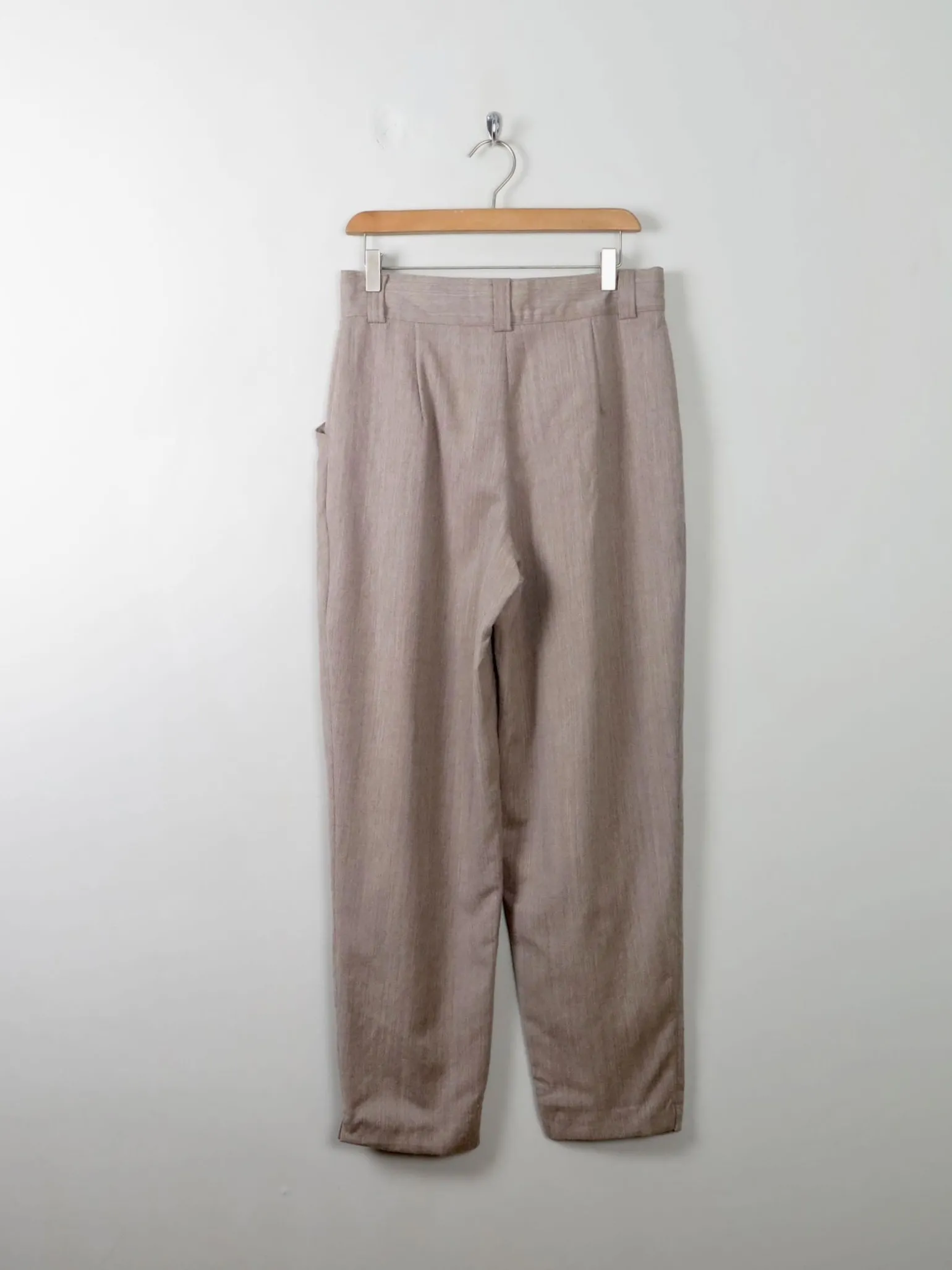 Vintage Women's Beige Taupe Wool Trousers 31" W 28" L