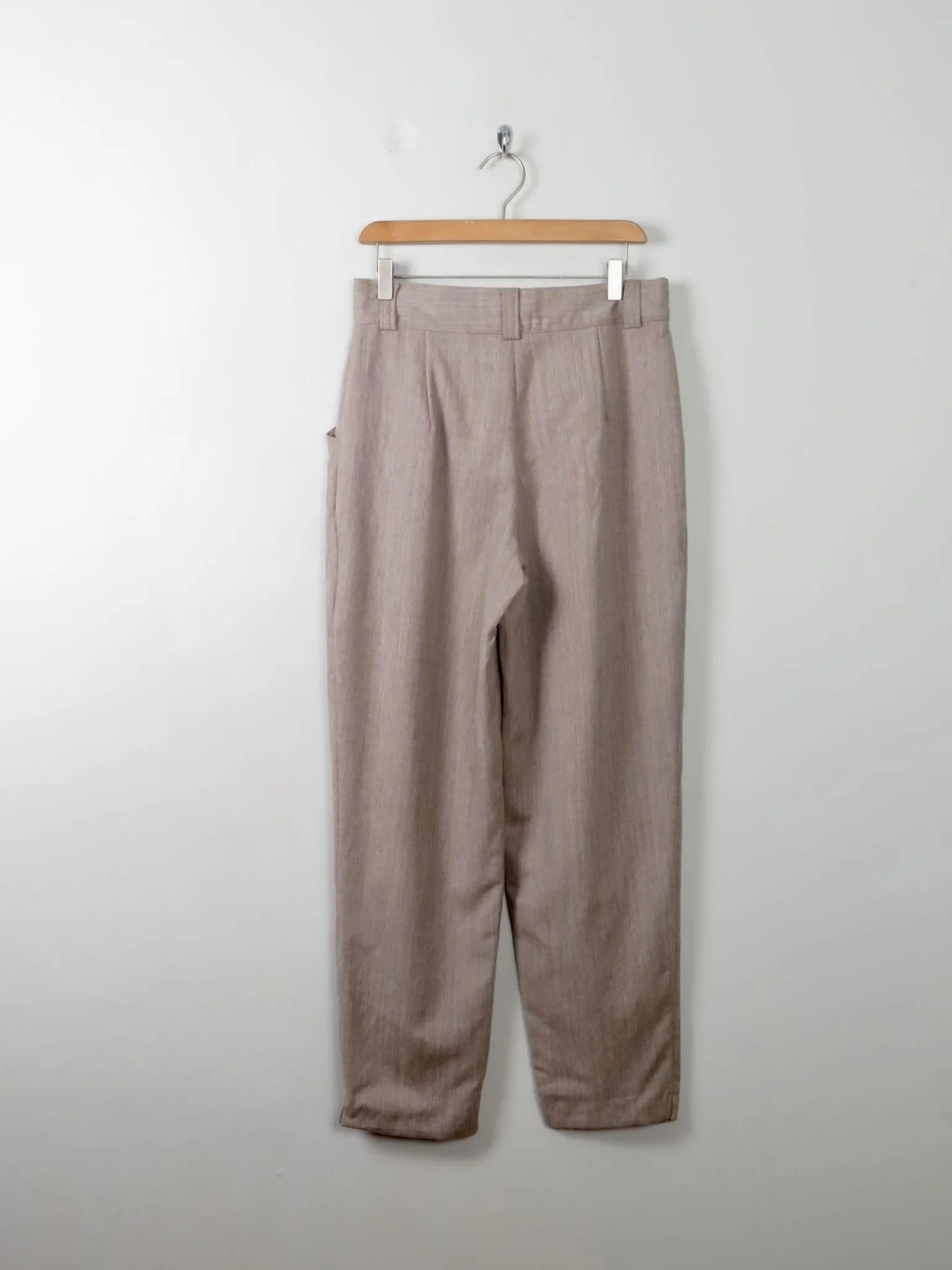 Vintage Women's Beige Taupe Wool Trousers 31" W 28" L
