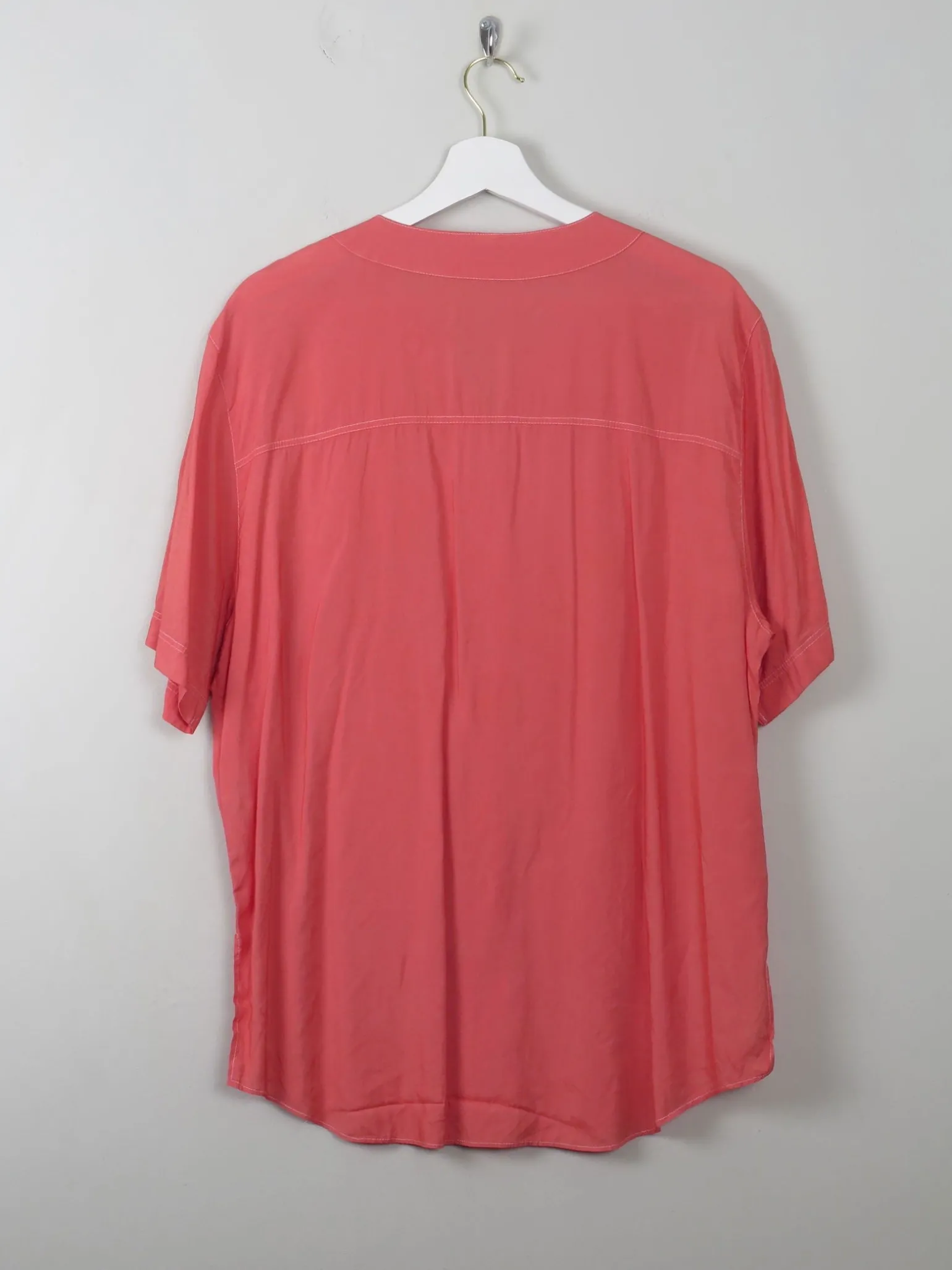 Vintage Women's Coral Blouse With Shell Embroidery M/L