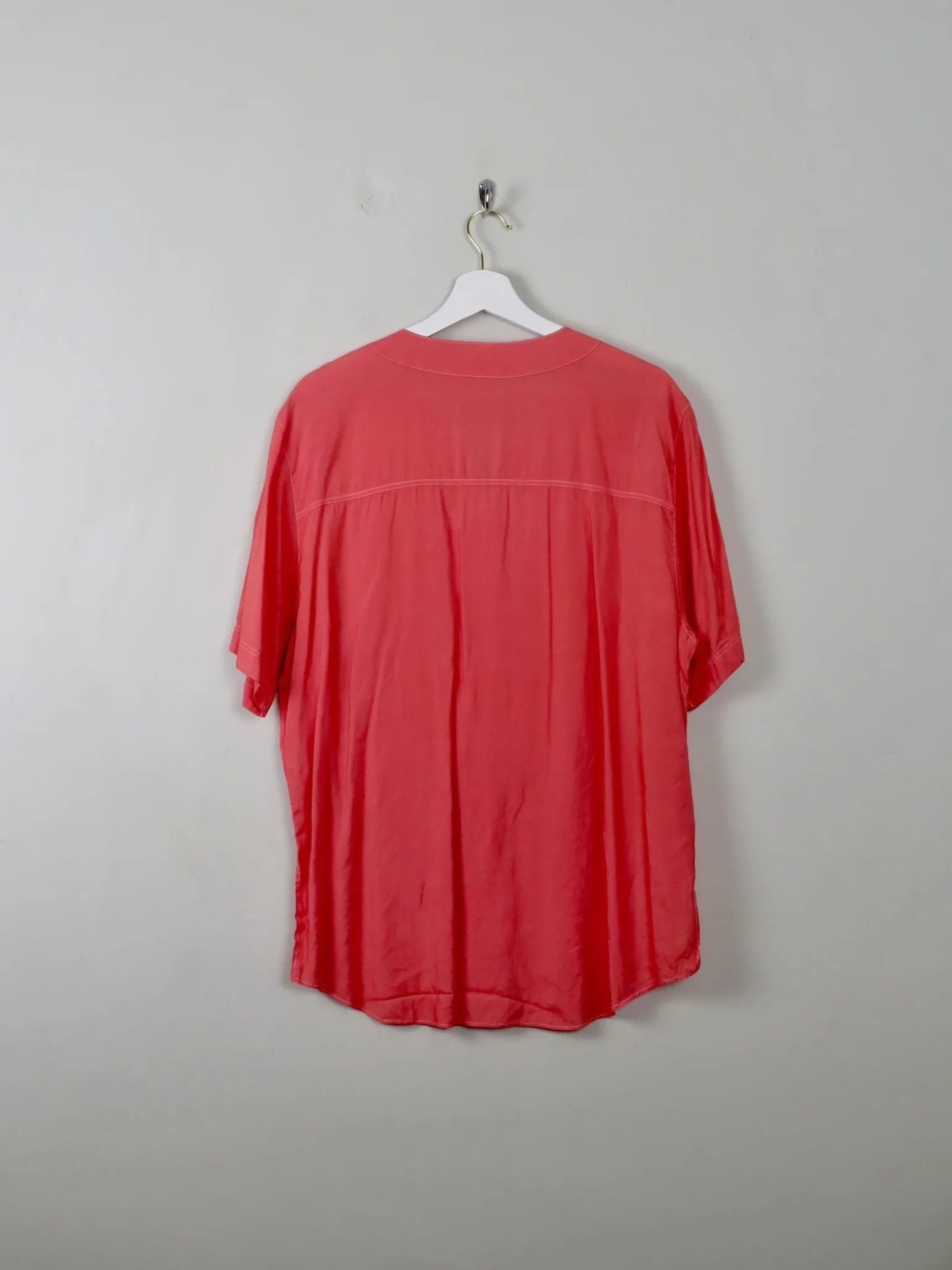 Vintage Women's Coral Blouse With Shell Embroidery M/L