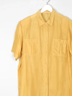 Vintage Women’s Yellow Silk Blouse L