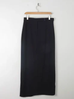 Vintage Wool Black Maxi Skirt 30" W