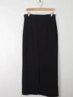 Vintage Wool Black Maxi Skirt 30