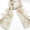 Vintage Wool Cream & Beige Fringed Scarf