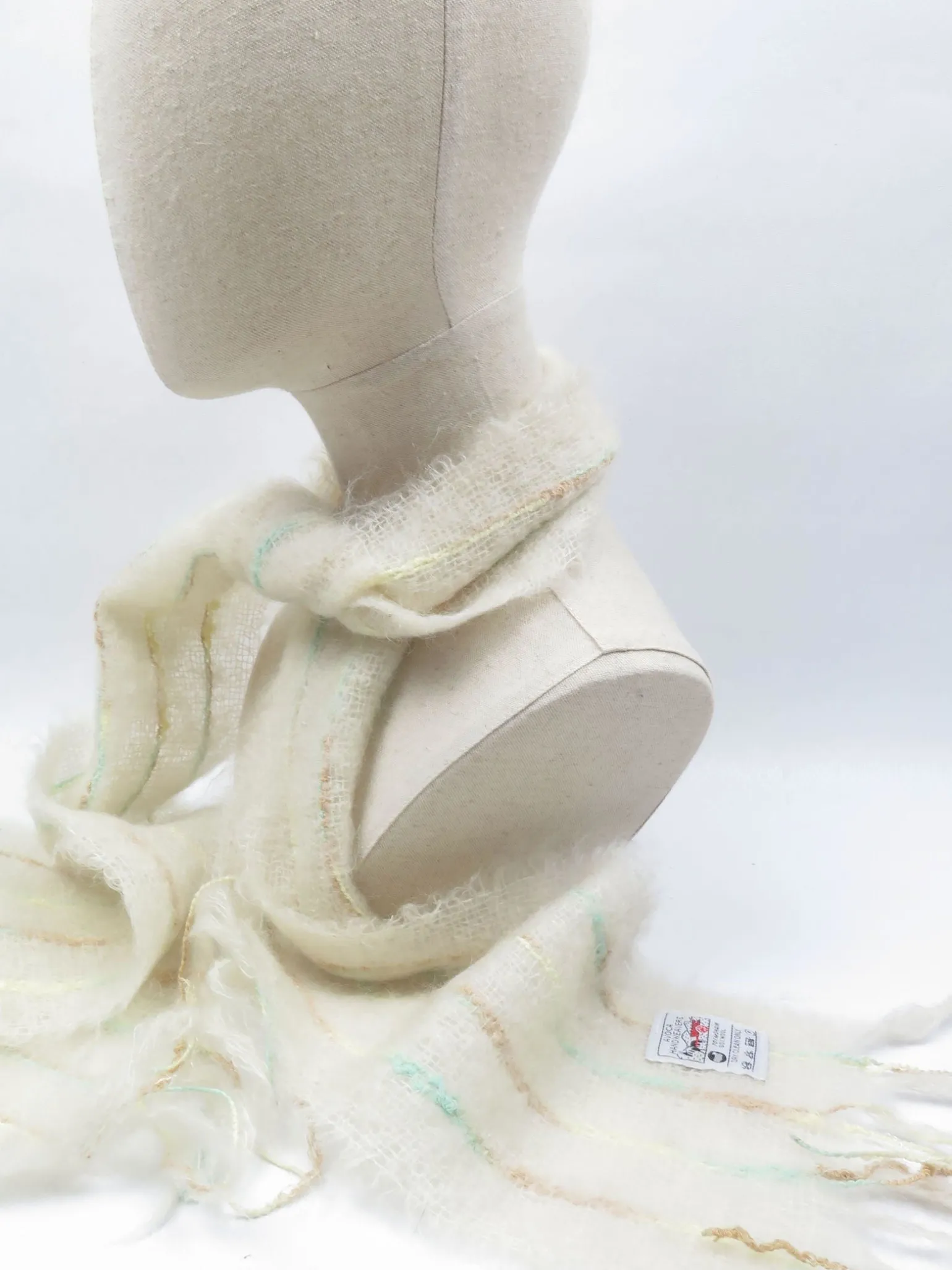 Vintage Wool Cream Avoca Mohair Scarf
