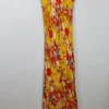 Vintage Yellow Printed Long Dress L