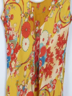 Vintage Yellow Printed Long Dress L