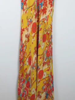 Vintage Yellow Printed Long Dress L