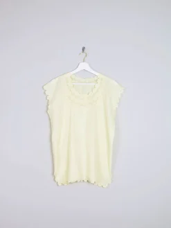 Vintage Yellow Tunic Style Blouse With Embroidery 10-14