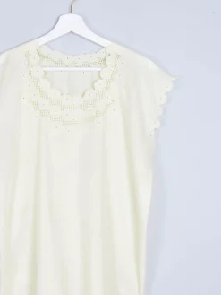 Vintage Yellow Tunic Style Blouse With Embroidery 10-14