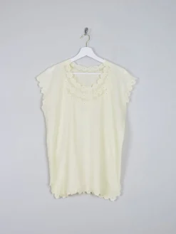Vintage Yellow Tunic Style Blouse With Embroidery 10-14