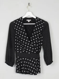 Whistles Polka Dot Wrap Over Blouse 8/XS