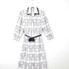 White Check Dress With Collar Knee Length 12/14