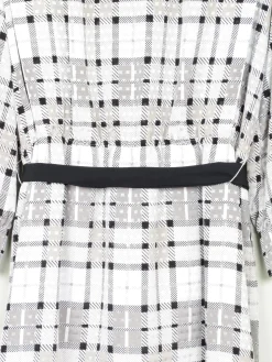 White Check Dress With Collar Knee Length 12/14