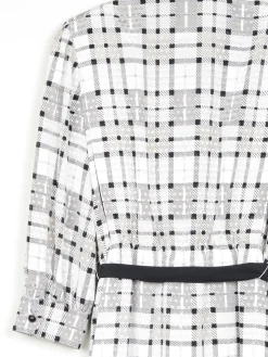 White Check Dress With Collar Knee Length 12/14