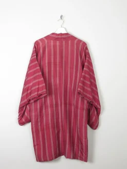 Wine Silk Striped Mid Length Vintage Kimono Haori M