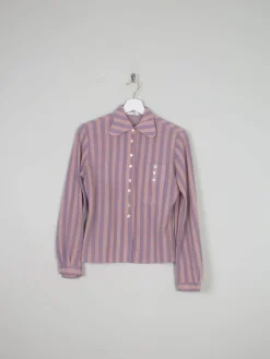 Women 's Pink Striped Vintage Blouse With Collar S