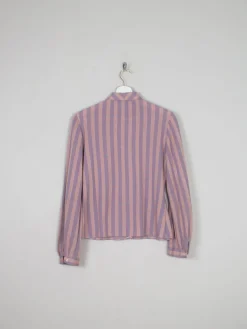 Women 's Pink Striped Vintage Blouse With Collar S