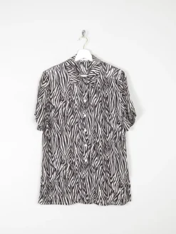 Women’s Animal Print Short Sleeve Vintage Blouse M