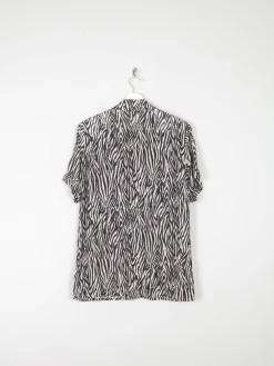 Women’s Animal Print Short Sleeve Vintage Blouse M