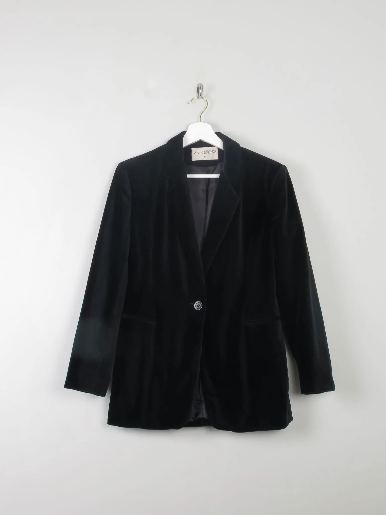 Women's Anne Brooks Vintage Black Velvet Jacket S