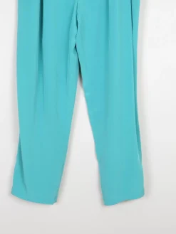 Women's Aqua Turquoise Floaty High Waist Vintage Trousers 34