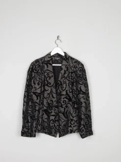 Women’s Babu Paris Grey Flock/Devore Taffeta Vintage Evening Jacket S