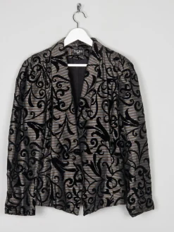 Women’s Babu Paris Grey Flock/Devore Taffeta Vintage Evening Jacket S