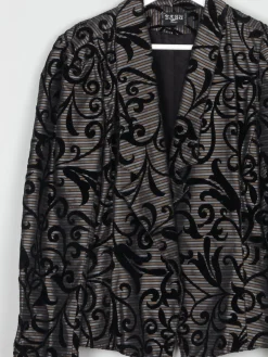 Women’s Babu Paris Grey Flock/Devore Taffeta Vintage Evening Jacket S