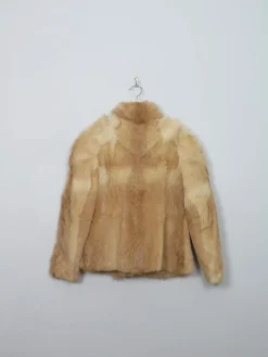Women's Beige & Tan Vintage Fur Jacket S
