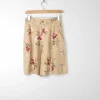 Women’s Beige Linen Mix Bermuda Shorts With Floral Print XS (6)