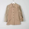 Women's Beige 1970s Short Coat With Faux Fur Sleeves 10/12