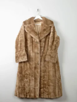 Women's Beige Vintage Faux Fur Coat M