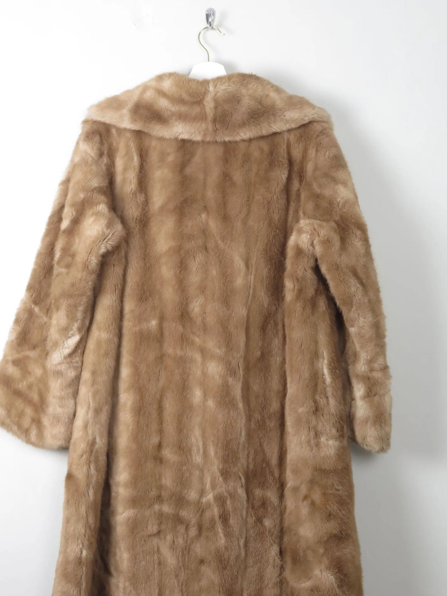 Women's Beige Vintage Faux Fur Coat M