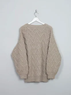 Women's Biscuit Beige Hand-knit  Wool Jumper M/L