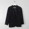 Women's Black & Colourful Embellished Vintage Jacket S