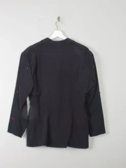 Women's Black & Colourful Embellished Vintage Jacket S