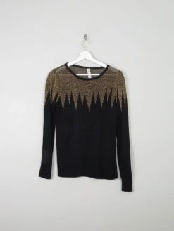 Women's Black & Gold Vintage Knit Top S