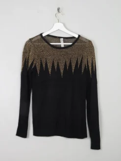 Women's Black & Gold Vintage Knit Top S