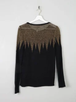 Women's Black & Gold Vintage Knit Top S