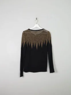 Women's Black & Gold Vintage Knit Top S