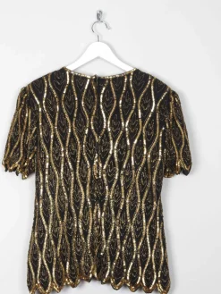 Women's Black & Gold Vintage Beaded Top 10/12