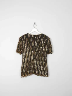 Women's Black & Gold Vintage Beaded Top 10/12