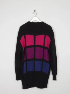 Women's Black & Pink Oversized Mohair Vintage Cardigan S-L