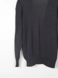 Women's Black Beaded Oversized Vintage Cardigan M/L